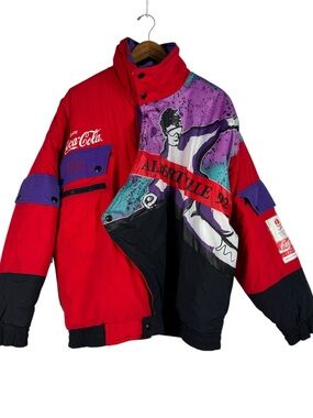 Vintage 1992 Coca-Cola Albertville Olympics Jacket Large Communicorp Ski Graphic